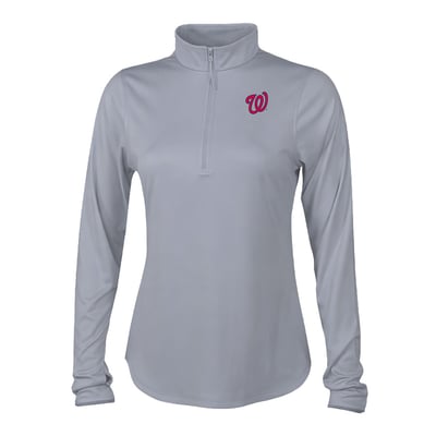 Washington Nationals Columbia Women's Fairway Breeze Quarter-Zip Pullover - Gray