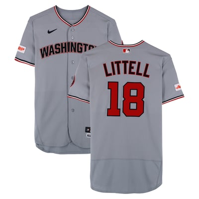 Zack Littell Washington Nationals Fanatics Authentic Player-Issued #18 Gray Jersey from the 2026 MLB Season