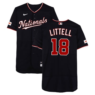 Zack Littell Washington Nationals Fanatics Authentic Player-Issued #18 Navy Jersey from the 2026 MLB Season