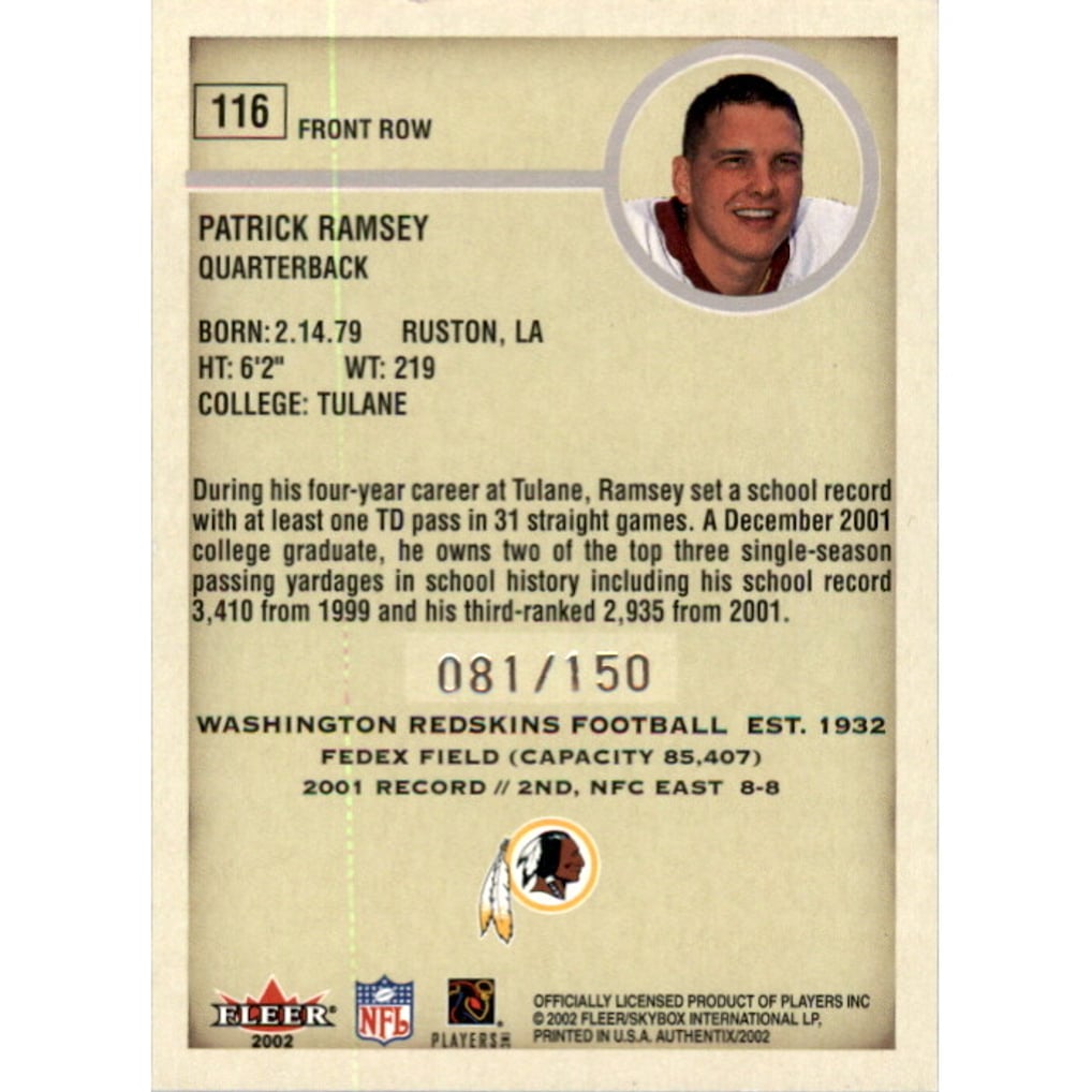 2002 Fleer Authentix Front Row #116 Patrick Ramsey