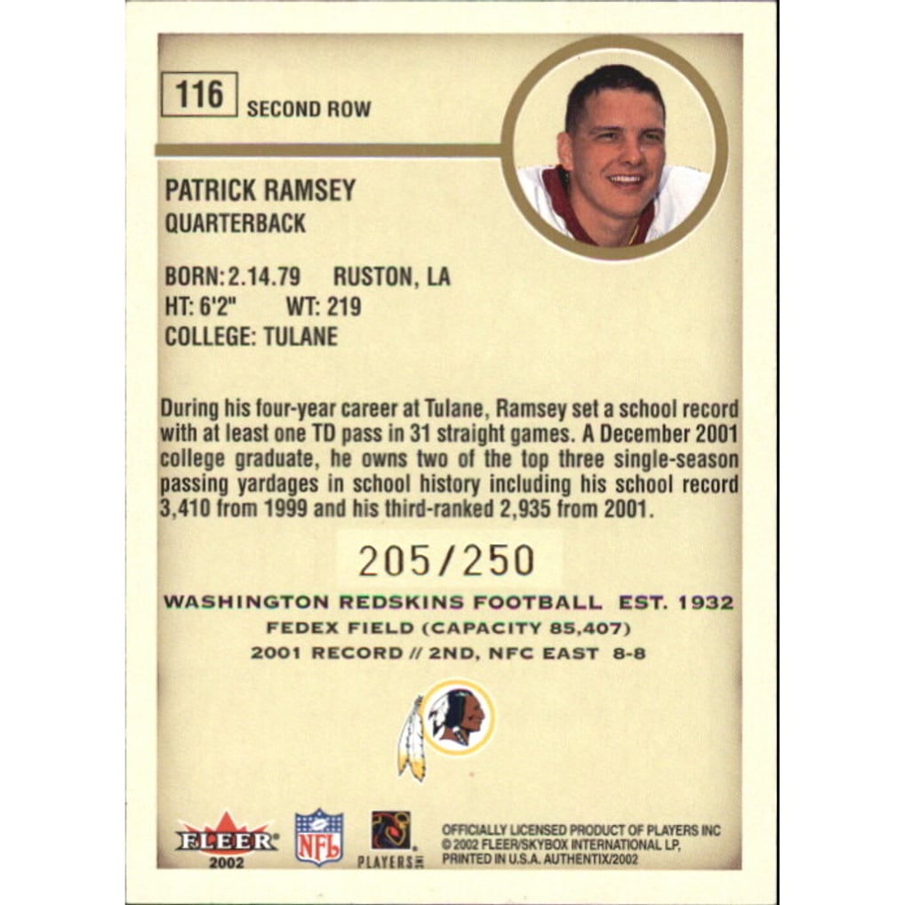 2002 Fleer Authentix Second Row #116 Patrick Ramsey