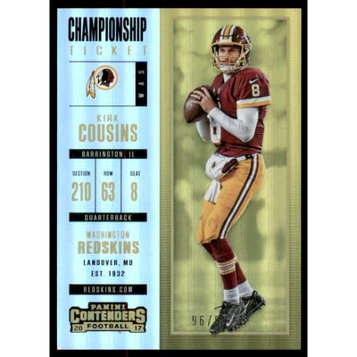 2017 Panini Contenders Championship Ticket #86 Kirk Cousins