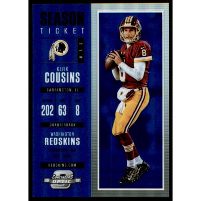 2017 Panini Contenders Optic Blue #78 Kirk Cousins