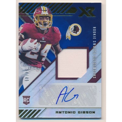 2020 Panini XR Rookie Swatch Autographs Blue #28 Antonio Gibson/49