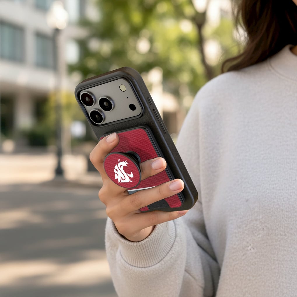 Washington State Cougars Keyscaper Personalized Endzone Solid PopSockets Magnetic Wallet