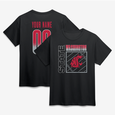 Washington State Cougars Big & Tall Home Field Pop Personalized Any Name & Number T-Shirt - Black
