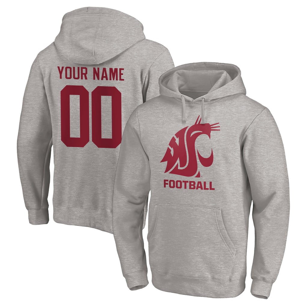 Washington State Cougars Personalized Any Name & Number One Color Pullover Hoodie - Heathered Gray