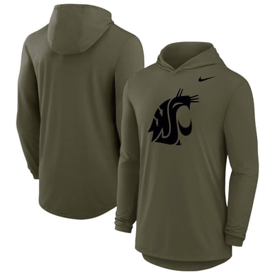 Washington State Cougars Nike Dri-FIT Military Long Sleeve Hooded T-Shirt - Olive