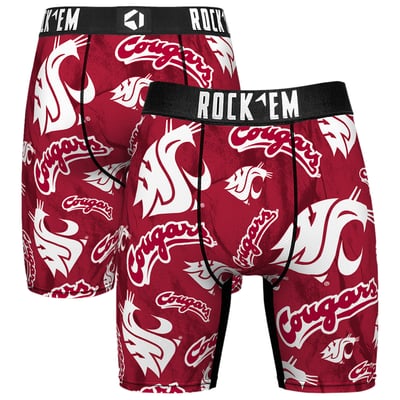  Washington State Cougars Rock Em All Over Logo Boxer Briefs - Crimson