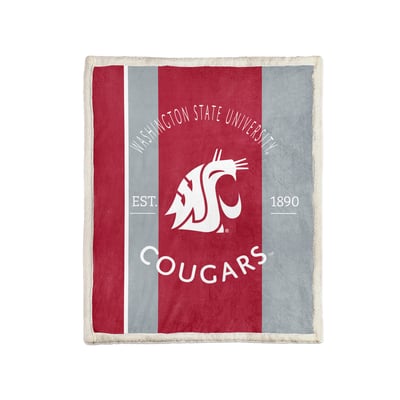 Washington State Cougars Pegasus Block Stripe 60" x 80" Ultra Cozy Sherpa Blanket
