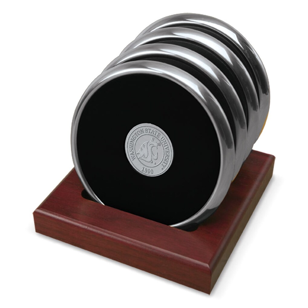 Washington State Cougars 4-Piece Coaster Set - Silver