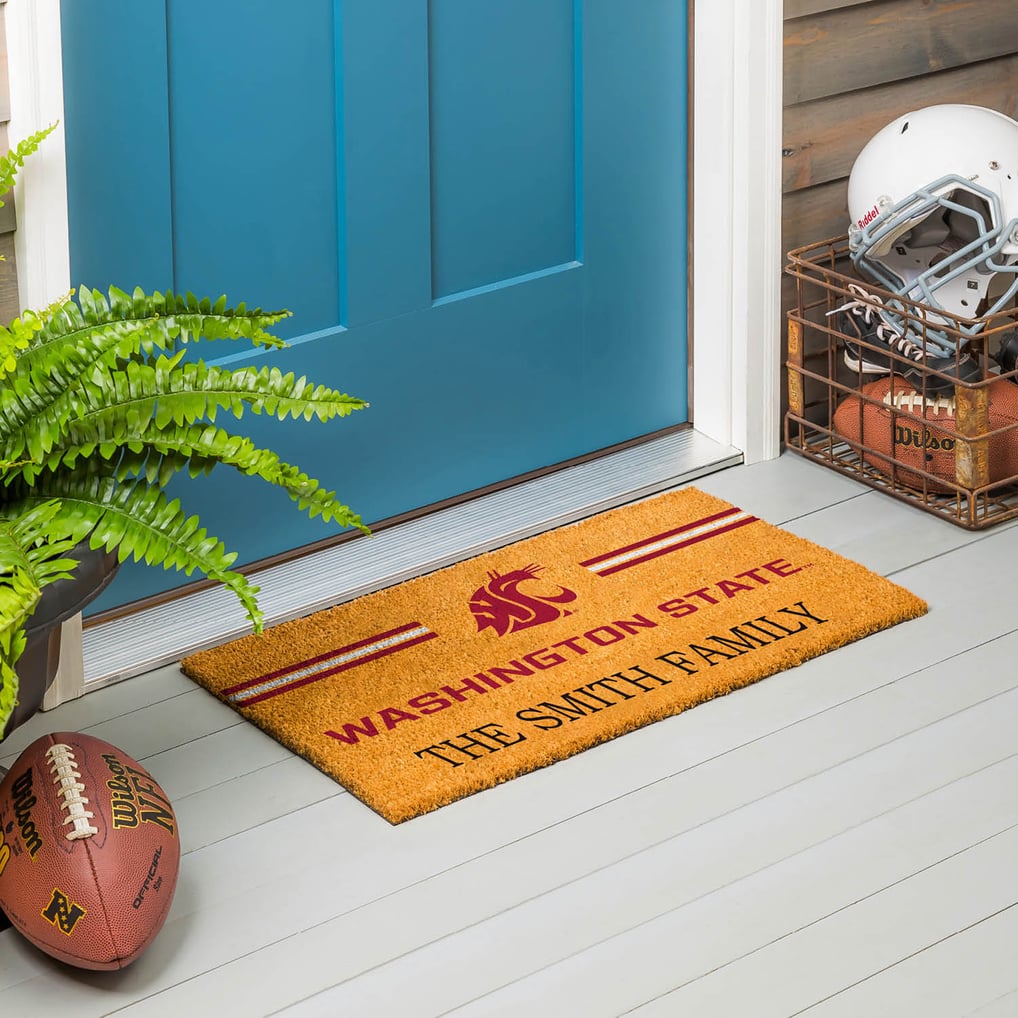 Washington State Cougars 28" x 16" Personalized Team Logo Outdoor Coir Mat