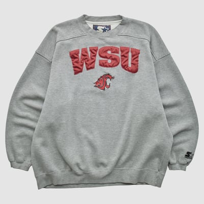 Washington State Cougars Starter 90s Pullover Sweatshirt - Gray - L by Fanatics Real Vintage