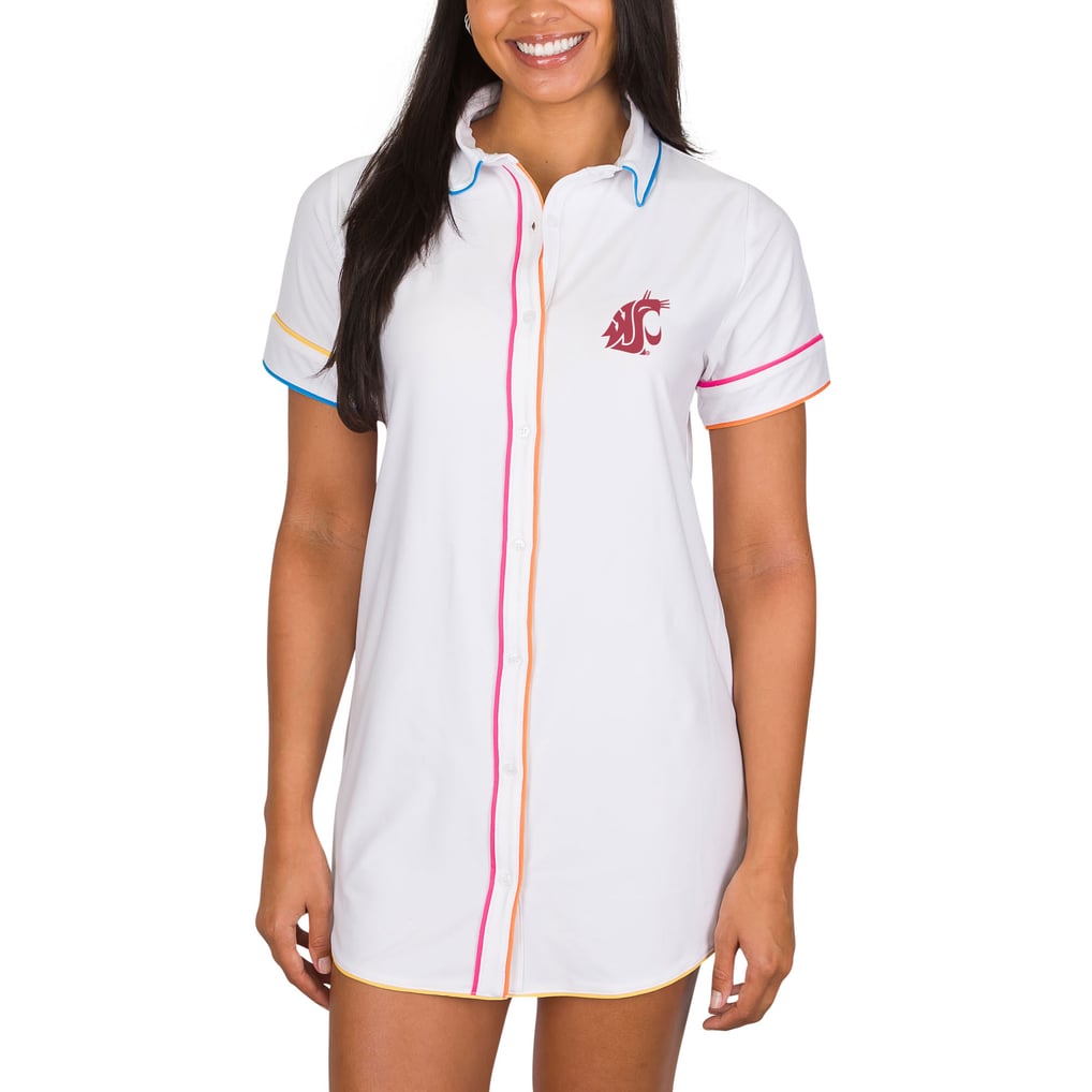 Washington State Cougars Concepts Sport Women's Flutter Knit Button-Up Nightshirt - White