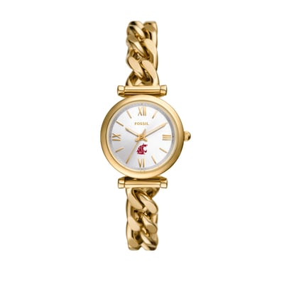 Washington State Cougars Fossil Women's Carlie Gold-Tone Stainless Steel Watch