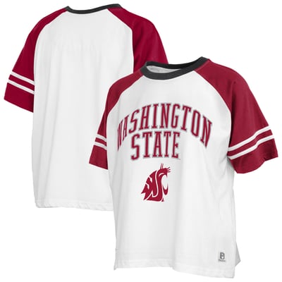  Washington State Cougars Pressbox Women's Sky Colorblock Slub T-Shirt - White