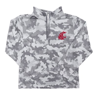  Washington State Cougars Vive La Fete Youth Camo Quarter-Zip Sweatshirt - Gray