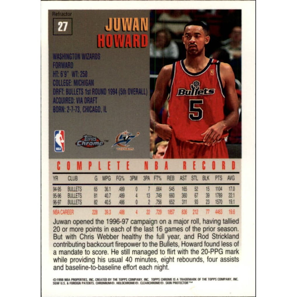 1997-98 Topps Chrome Refractors #27 Juwan Howard