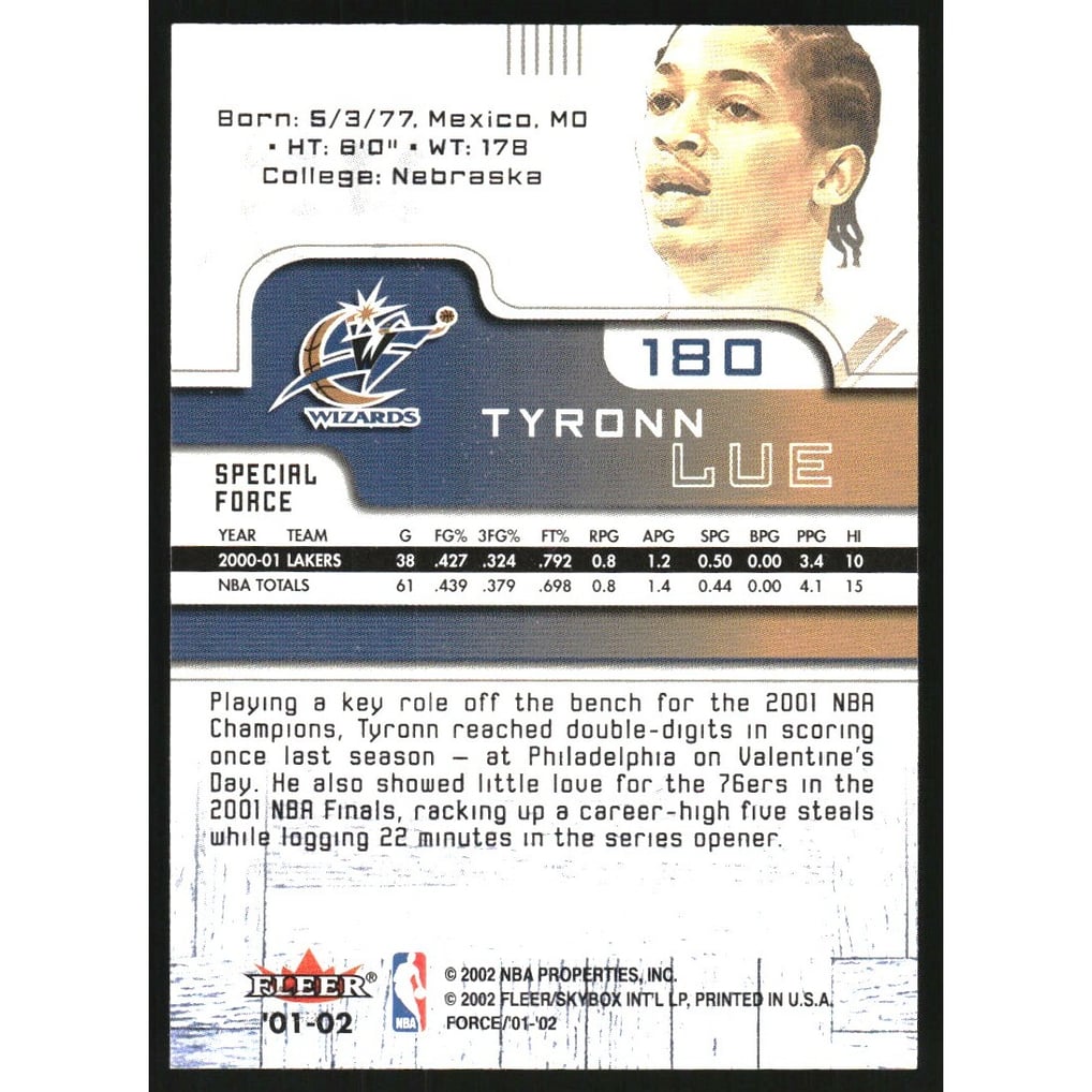 2001-02 Fleer Force Special Forces #180 Tyronn Lue