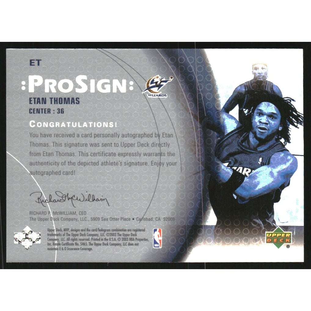 2003-04 Upper Deck MVP ProSign #ET Etan Thomas