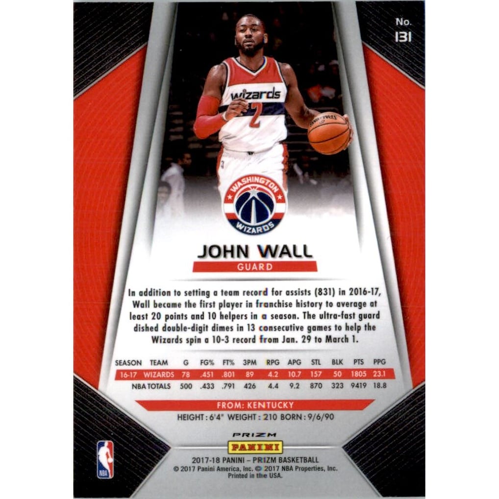 2017-18 Panini Prizm Prizms Hyper #131 John Wall