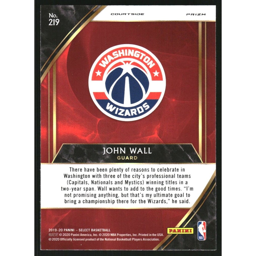 2019-20 Select Prizms Red Wave #219 John Wall