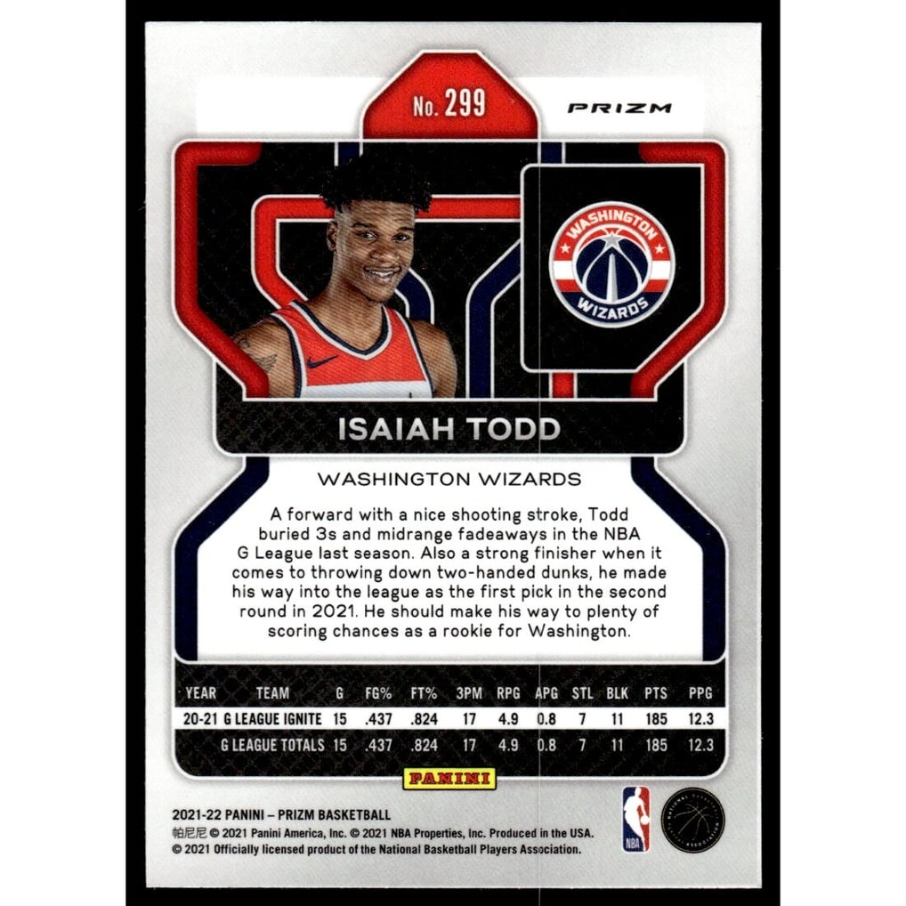 2021-22 Panini Prizm Prizms Hyper #299 Isaiah Todd