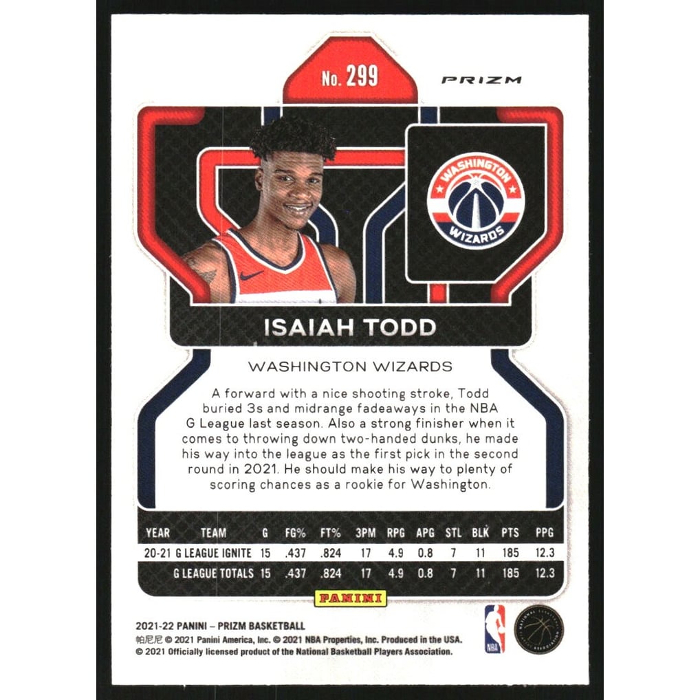 2021-22 Panini Prizm Prizms Ruby Wave #299 Isaiah Todd