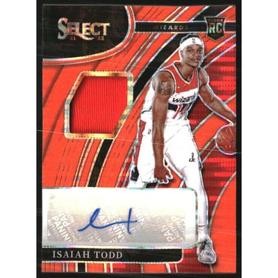 2021-22 Select Rookie Jersey Autographs Prizms Neon Orange Pulsar #8 Isaiah Todd/30