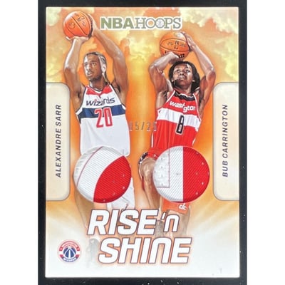 2024-25 Hoops Rise N Shine Dual Prime Alexandre Sarr Bub Carrington RC /25