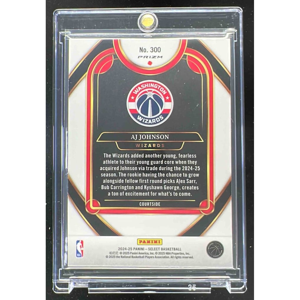 2024-25 Panini Select Courtside Zebra Prizm #300 AJ Johnson RC