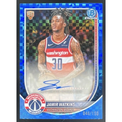 2025-26 Bowman Chrome Blue X-Fractor #BCA-JW Jamir Watkins RC Auto /150
