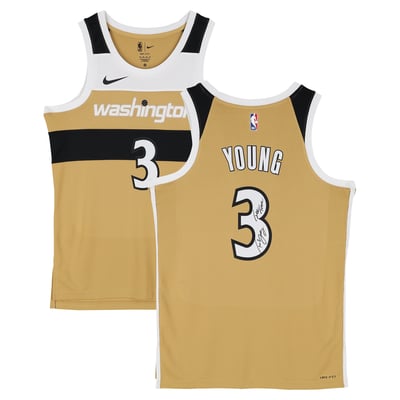 Trae Young Washington Wizards Autographed Fanatics Authentic Nike 2025-26 Gold City Edition Swingman Jersey with "Ice Trae" Inscription 