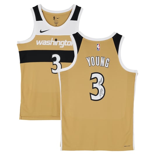 Trae Young Washington Wizards Autographed Fanatics Authentic Nike 2025-26 Gold City Edition Swingman Jersey with "Ice Trae" Inscription 