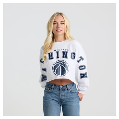 Washington Wizards Fanatics Women's Spirit Jersey Cropped Long Sleeve T-Shirt - White