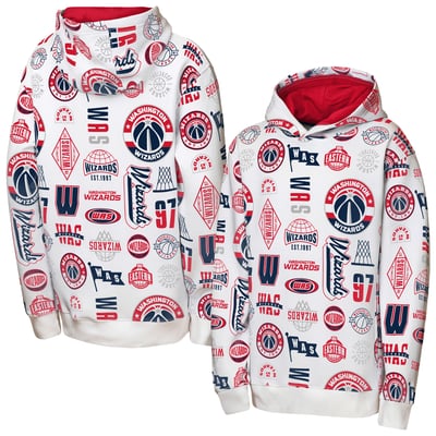 Washington Wizards Outerstuff Youth 3-and-D Allover Hoodie - White