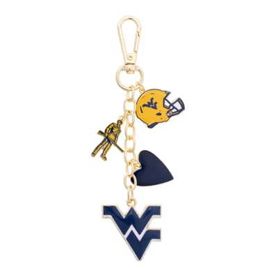 West Virginia Mountaineers CANVAS Style Heart Cluster Bag Charm
