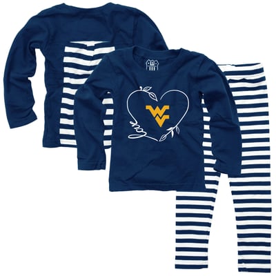West Virginia Mountaineers Wes & Willy Girls Infant Long Sleeve Top and Pant Set - Navy
