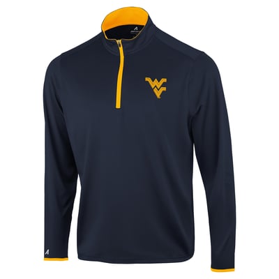  West Virginia Mountaineers Antigua Brink Color Pop Quarter-Zip Pullover - Navy