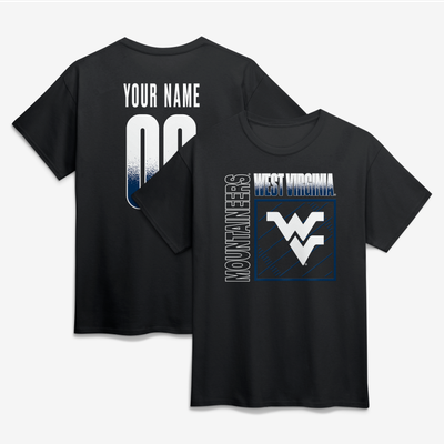 West Virginia Mountaineers Big & Tall Home Field Pop Personalized Any Name & Number T-Shirt - Black