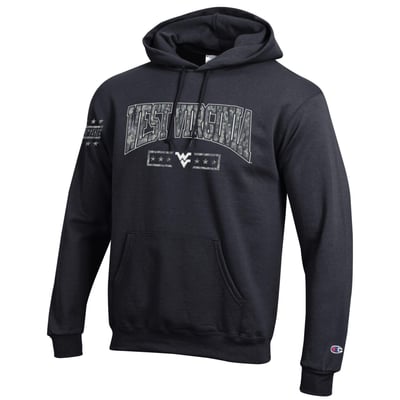 West Virginia Mountaineers Champion Operation Hat Trick Camo Script Powerblend Fleece Hoodie - Black
