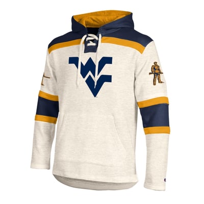  West Virginia Mountaineers Champion Lacer Fleece Hoodie - Cream