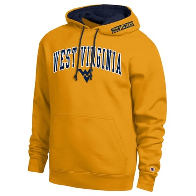  West Virginia Mountaineers Champion Arch Tackle Twill Hoodie - Gold
