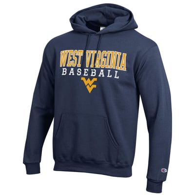  West Virginia Mountaineers Champion Baseball Stacked Pullover Hoodie - Navy