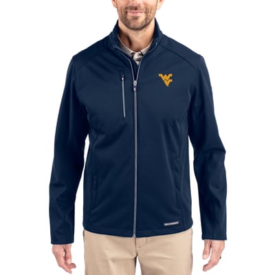  West Virginia Mountaineers Cutter & Buck Evoke Recycled Honeycomb Fleece Full-Zip Jacket - Navy