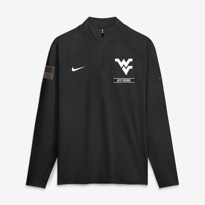 West Virginia Mountaineers Nike 2026 Military Appreciation Stride Raglan Dri-FIT Half-Zip Pullover - Black