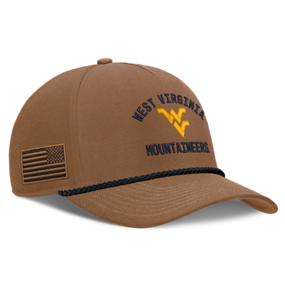 West Virginia Mountaineers Nike 2026 Military Appreciation Rope Rise Adjustable Hat - Brown