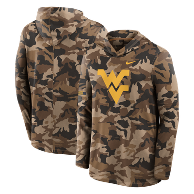 West Virginia Mountaineers Nike 2026 Military Appreciation Sideline Dri-FIT Hooded Long Sleeve T-Shirt - Camo
