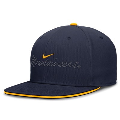 West Virginia Mountaineers Nike Dri-FIT Primetime Script Fitted Hat - Navy