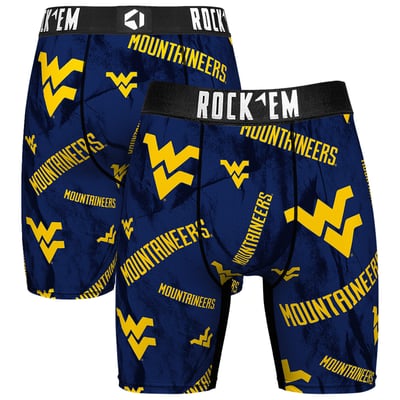  West Virginia Mountaineers Rock Em All Over Logo Boxer Briefs - Navy